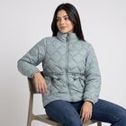 Women's Light Green Stand Collar Puffer Jacket, Light Green, small