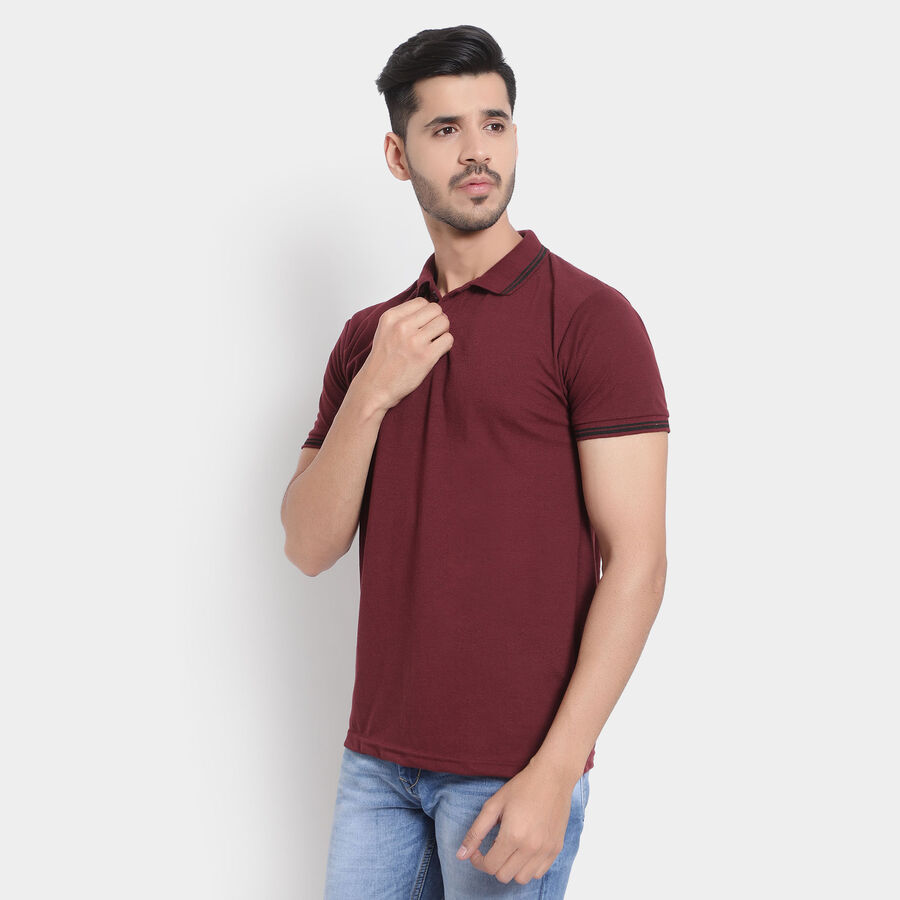 Solid Polo Shirt, Wine, large image number null