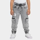 Boys' Washed Grey Cargo Fit Elastic Waist Jeans, Light Grey, small