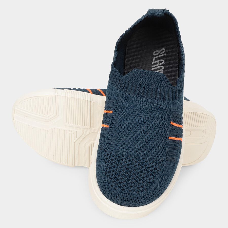 Boys' Deep Navy Blue Slip-On Casual Shoes, Teal Blue, large image number null