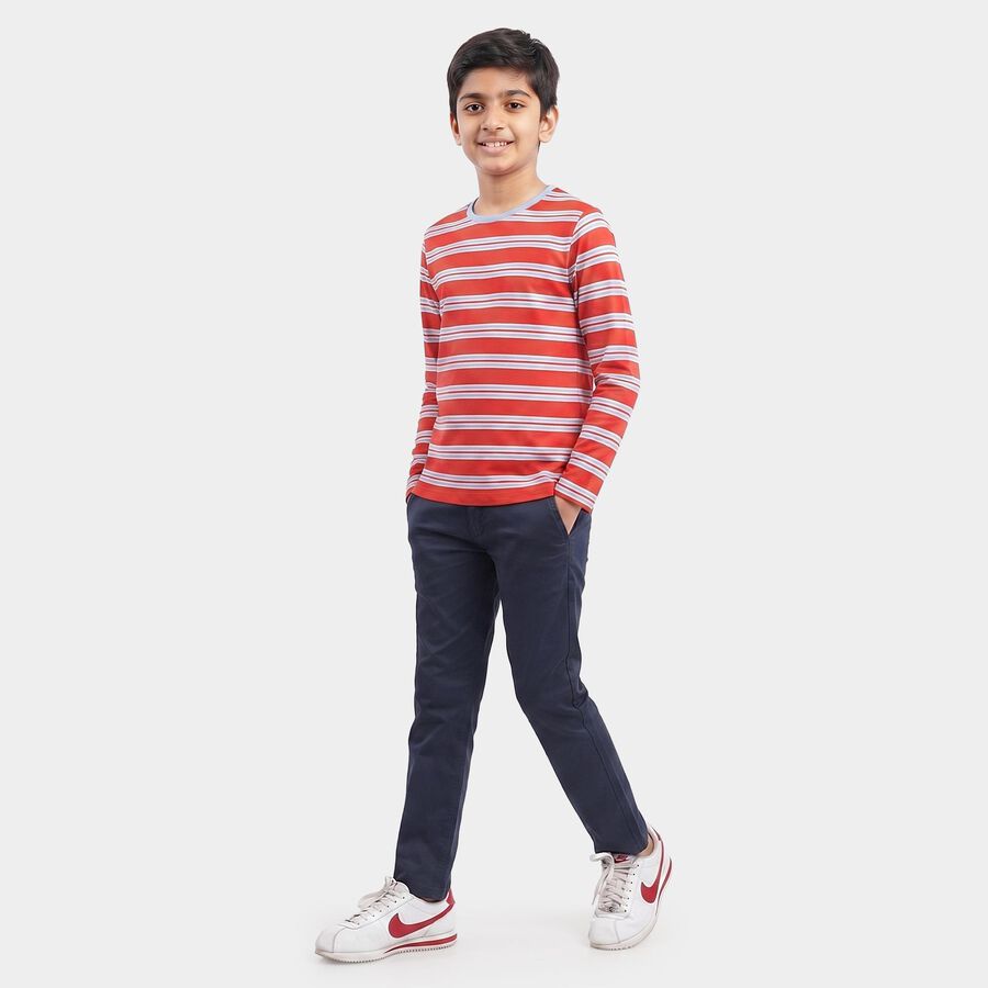 Boys Maroon Crew Neck Regular T-Shirt, Maroon, large