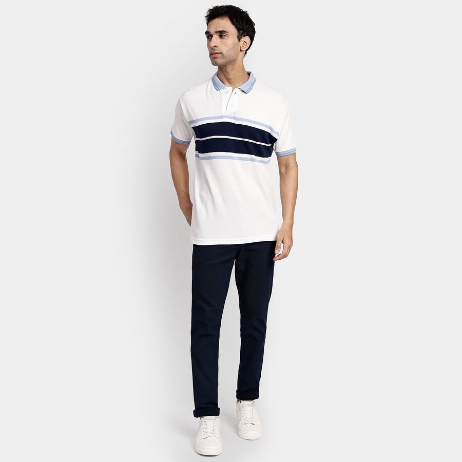 Men's 100% Cotton Collared Half Sleeves T-Shirt, White, large image number null