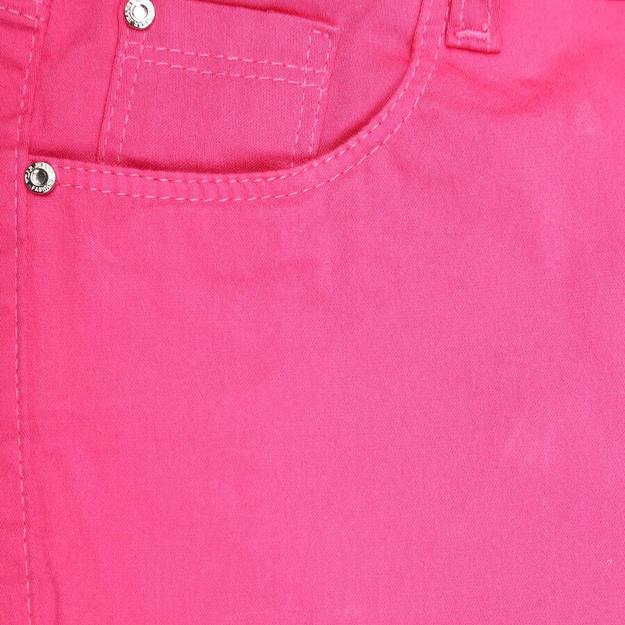 Girls Solid Buttoned Trousers, Pink, large image number null