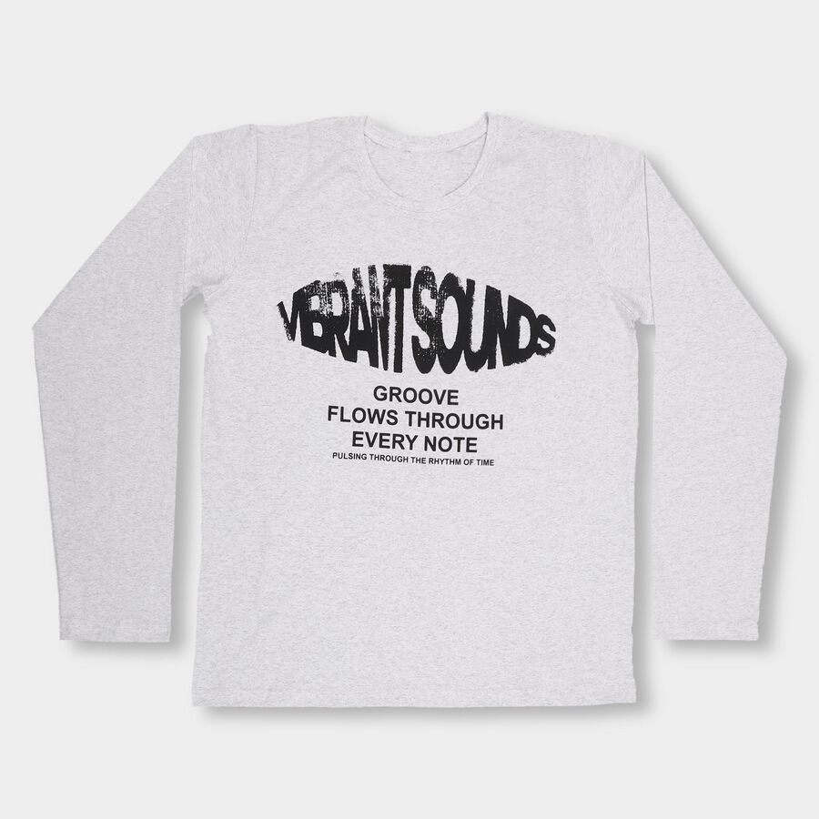 Boys' Light Grey Round Neck Casual T-Shirt, एक्रू मिश्रित, large image number null