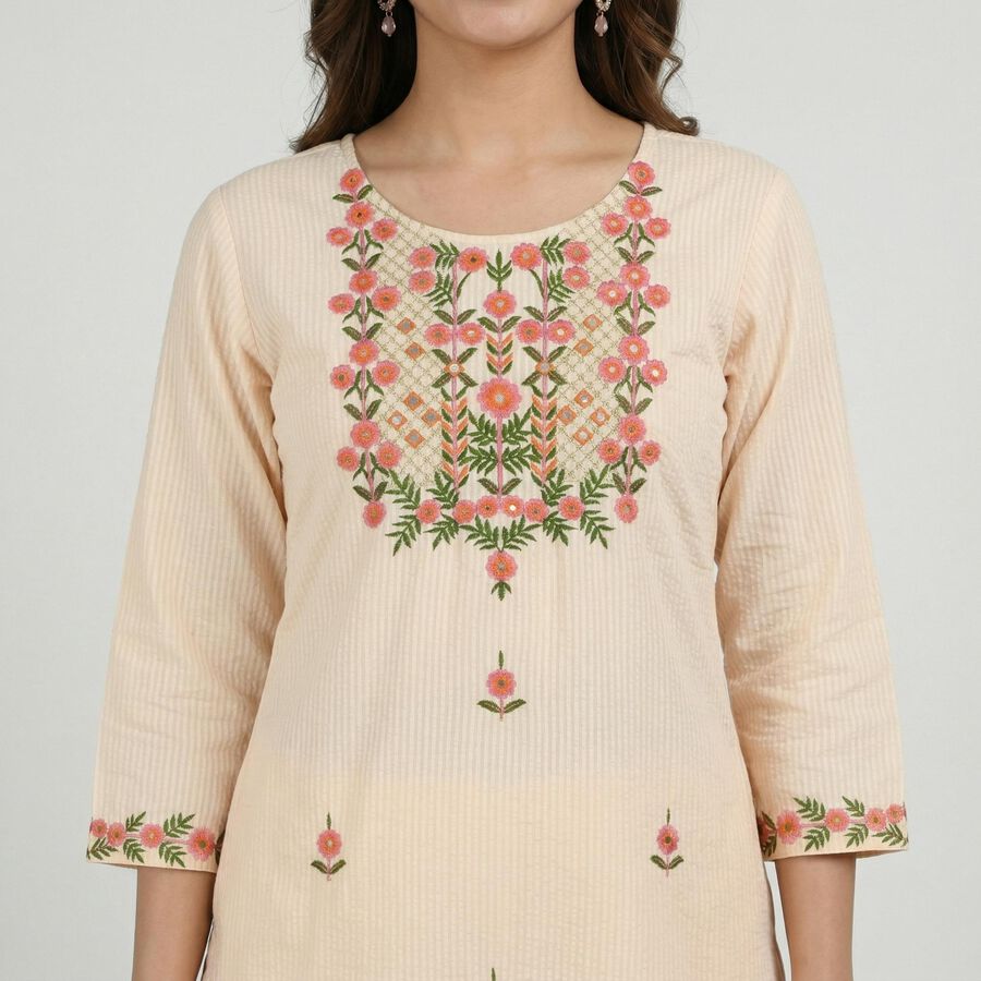 Women's Peach Cotton Ethnic Set, Peach, large