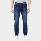 Men's Blue Slim Fit Faded Jeans, Dark Blue, small