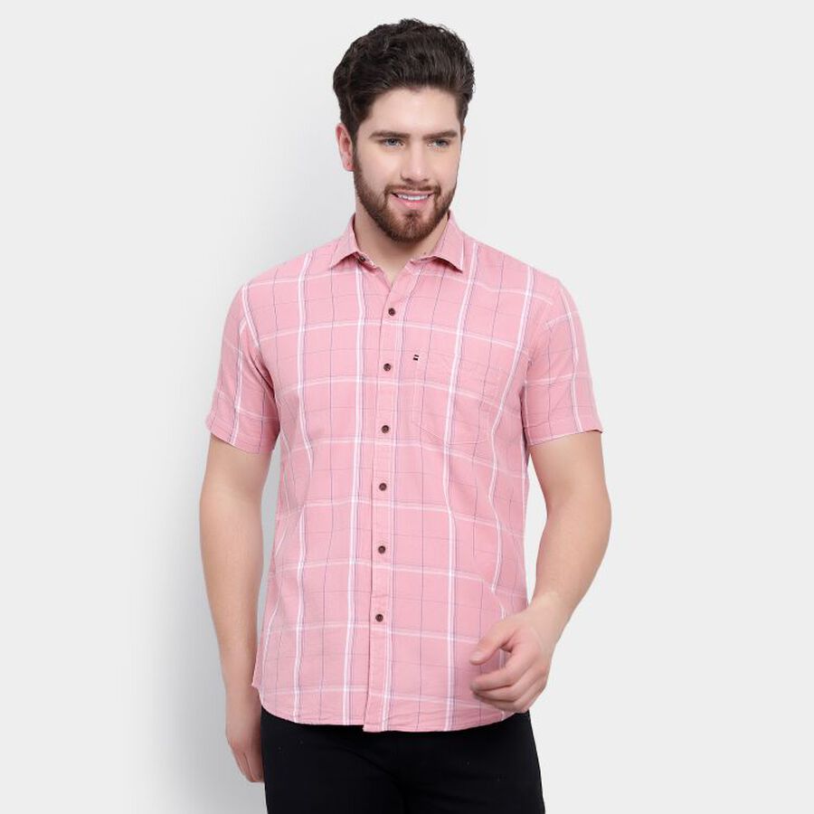 Cotton Checks Casual Shirt, Pink, large image number null
