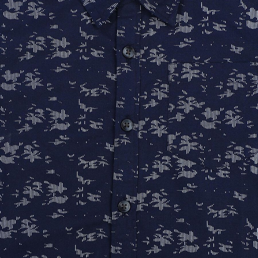 Boys Navy Blue Cotton Casual Shirt, Navy Blue, large