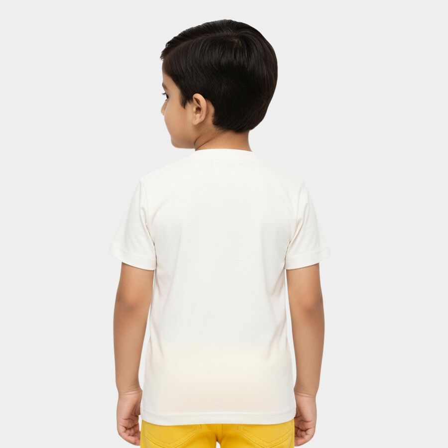 Boys' Half Sleeves T-Shirt, ऑफ व्हाइट, large