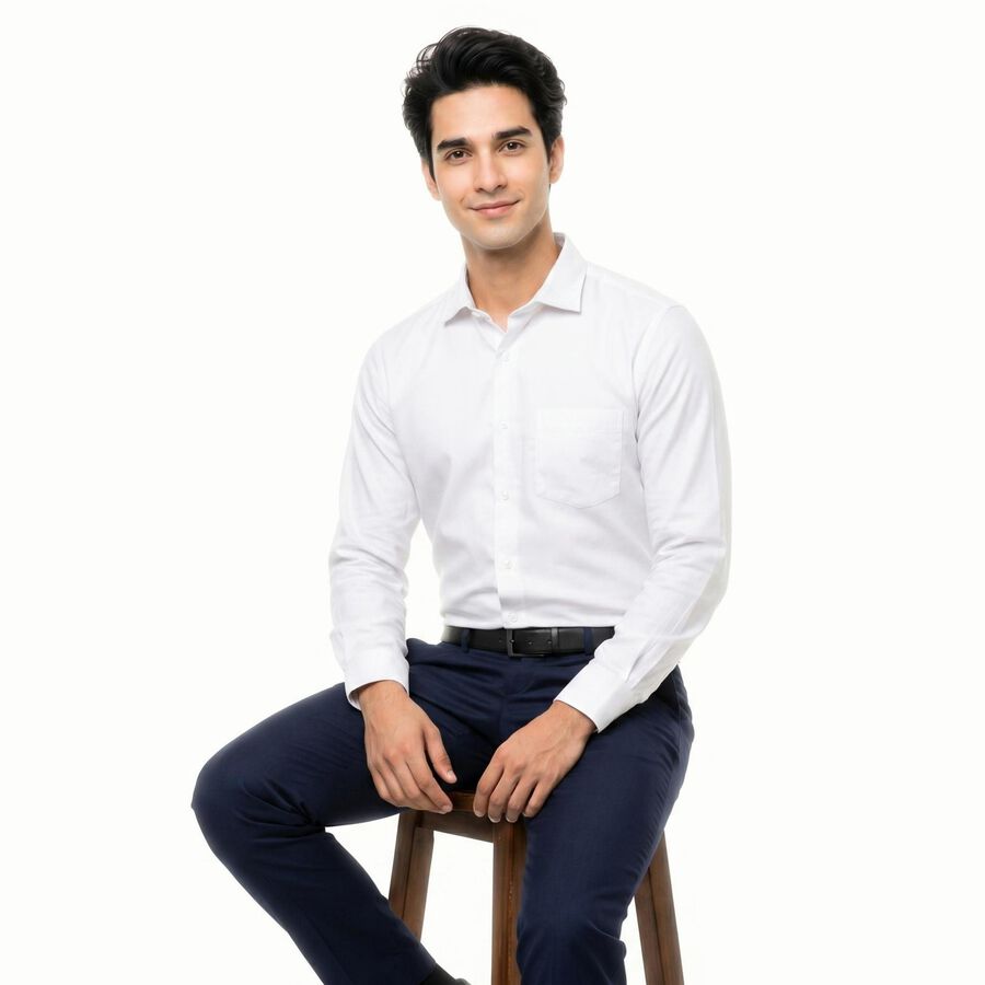 Men's White Formal Shirt, White, large