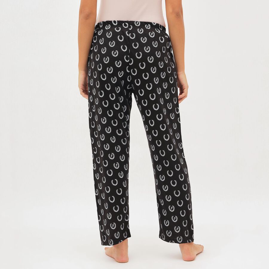 Women's Jet Black Printed Elastic Waist Pyjama, Black, large image number null