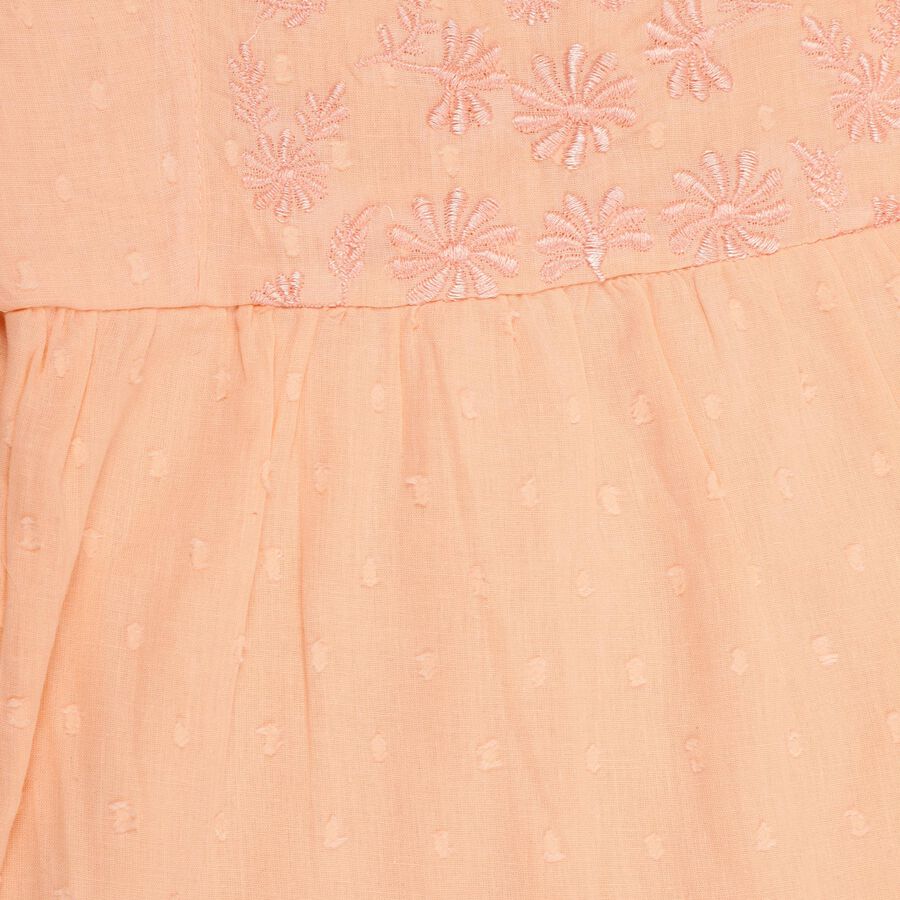 Infant Girls' 100% Cotton Frock , पीच, large image number null
