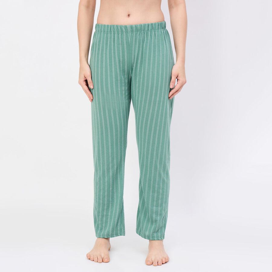 Women's Solid Elastic Waist Pyjama, Light Green, large