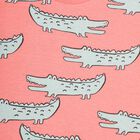 Boys Bright Coral Pink Cotton Round Neck Cartoon Print Night Suit, लाल, small image number null