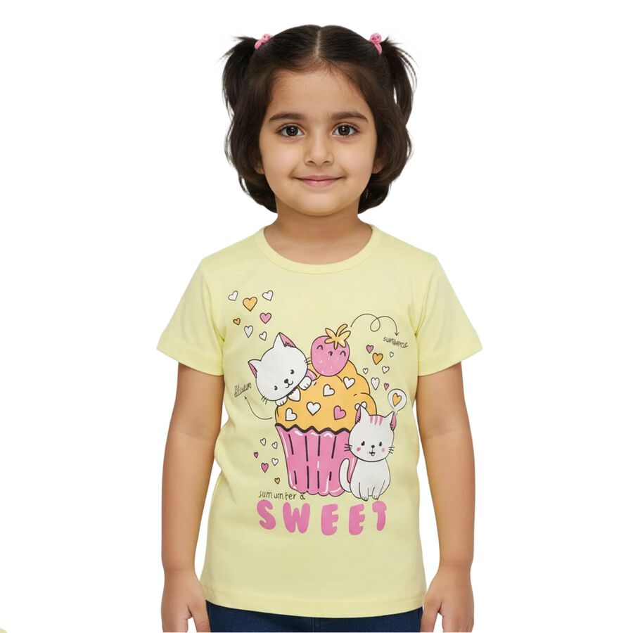 Girls' T-Shirt, पीला, large image number null