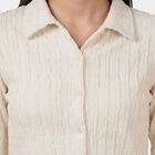 Women's Off-White Round Neck Minimalist Shirt, Off White, small
