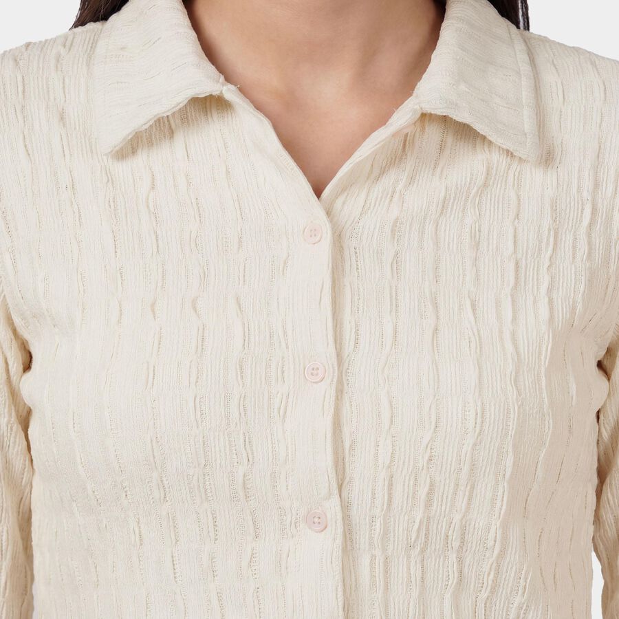 Women's Off-White Round Neck Minimalist Shirt, Off White, large