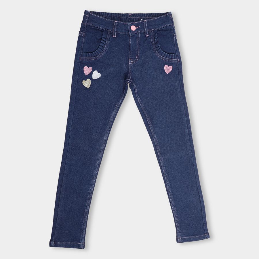 Girls' Jeans, गहरा नीला, large image number null