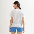 Women's Soft White Round Neck Graphic Print T-Shirt, Ecru Melange, small image number null