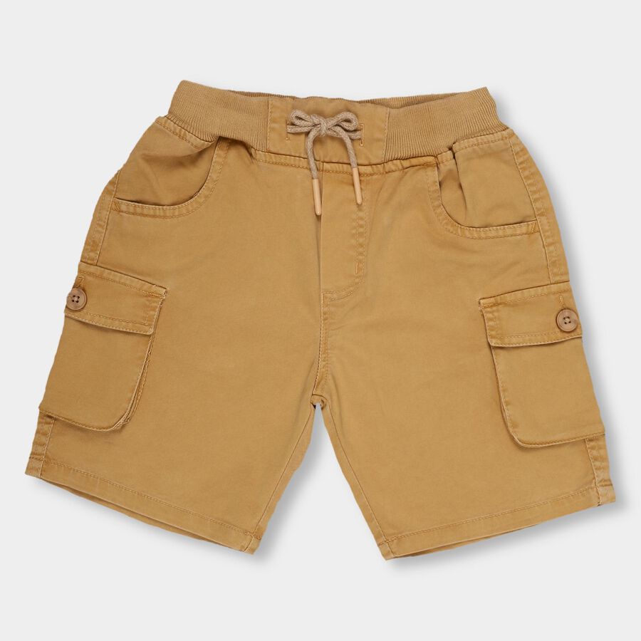 Boys' Beige Cargo Style Cotton Bermuda Shorts, Beige, large