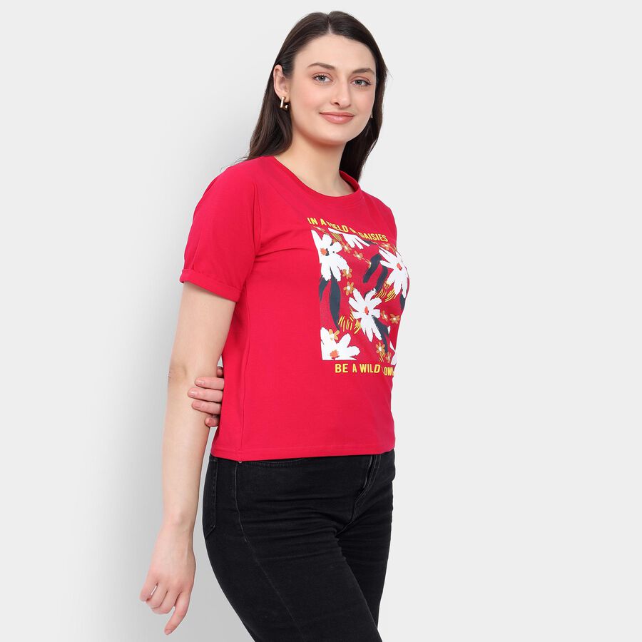 Ladies' Round Neck T-Shirt , Fuchsia, large