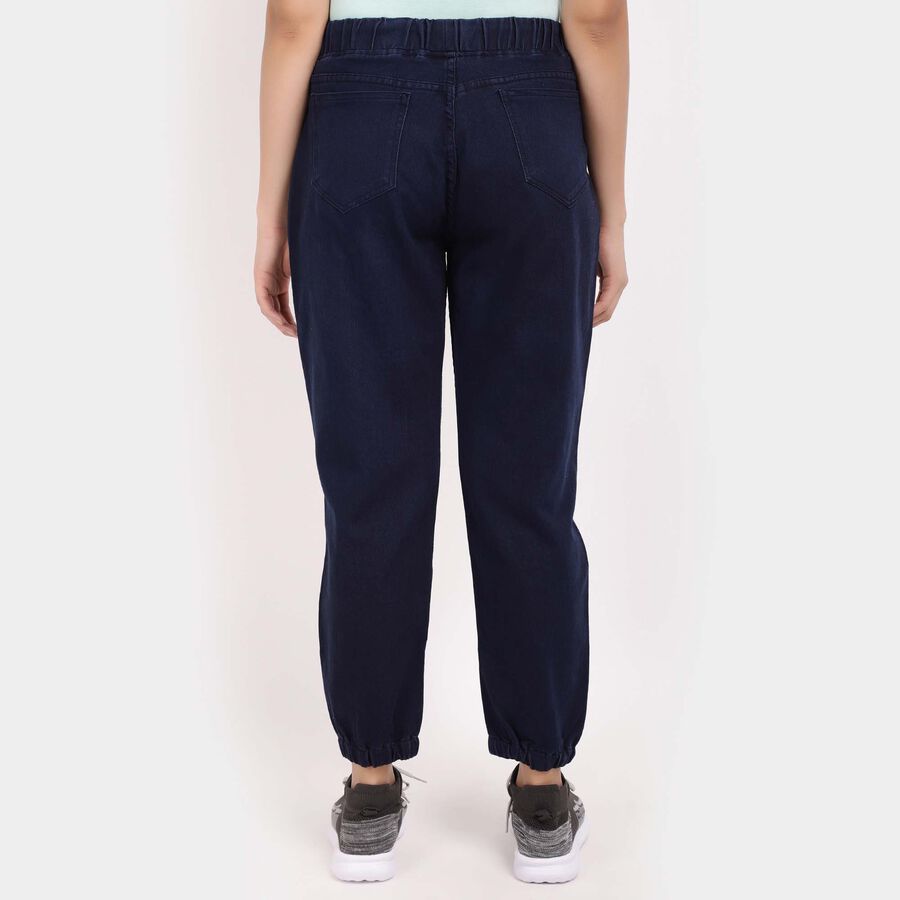 Washed High Rise Jogger Jeans, Dark Blue, large image number null