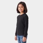 Girls' Black Long Sleeve Thermal, काला, small