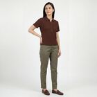 Women's Brown Polo Neck Preppy Polo T-Shirt, Brown, small
