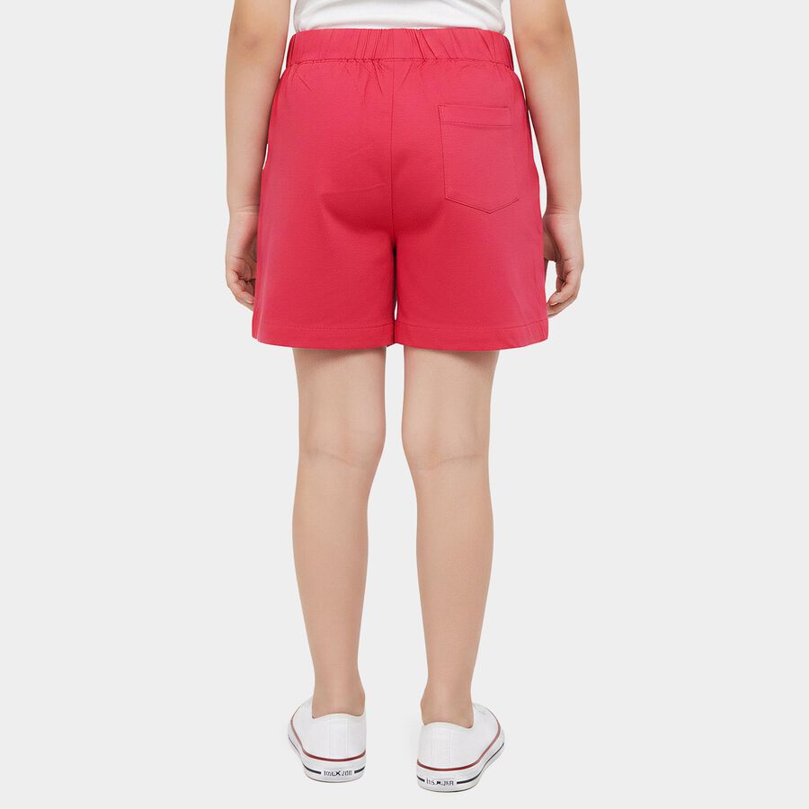 Girls' Fuchsia Regular Fit Solid Shorts, रानी (फ्यूशिया), large