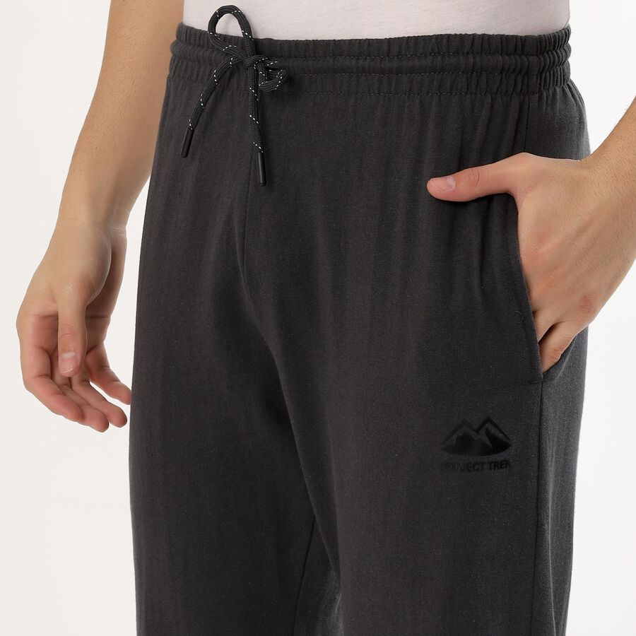 Men's Charcoal Grey Regular Fit Logo Accent Track Pants, Dark Grey, large image number null