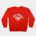 Girls' Red Crew Neck Graphic Print Sweatshirt, लाल, small