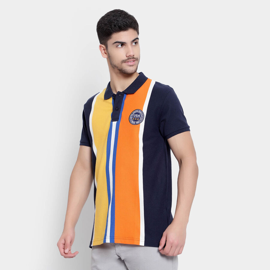Stripes Polo Shirt, Navy Blue, large image number null