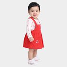 Girls' Red Embroidered Fit and Flare Frock, Red, small