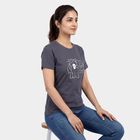 Ladies' Round Neck T-Shirt, गहरा ग्रे, small