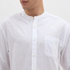 Men's Snow White Cotton Mandarin Collar Casual Shirt, सफ़ेद, small image number null