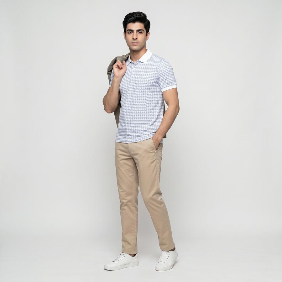 Men Light Blue Cotton Polo Neck Polo T-Shirt, Light Blue, large