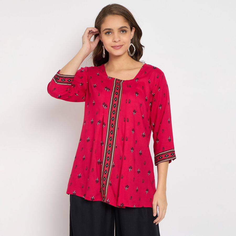 Ladies' Kurti, रानी (फ्यूशिया), large image number null