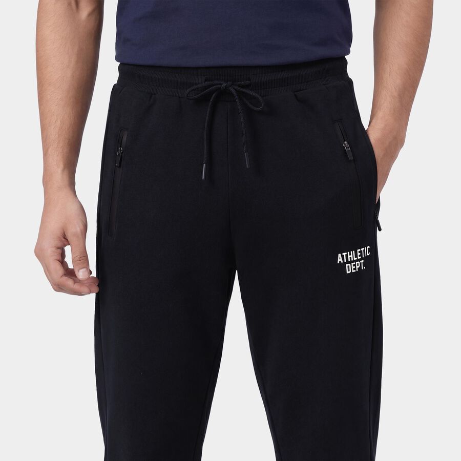 Men's Navy Blue Regular Fit Cuffed Track Pants, Navy Blue, large