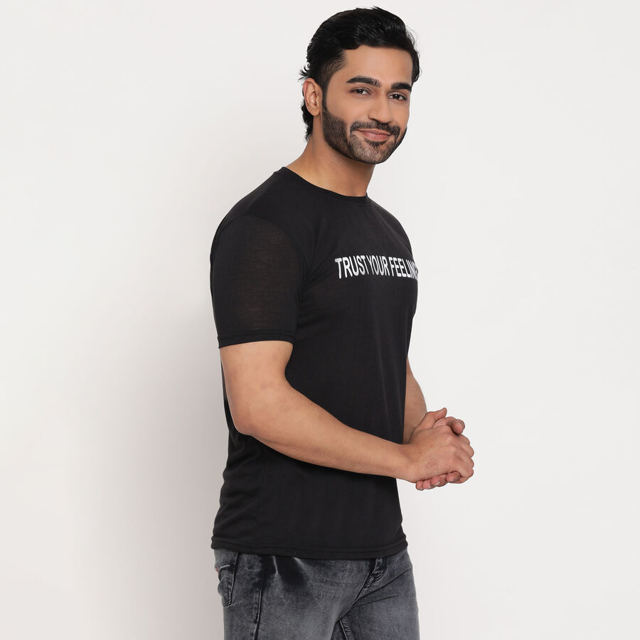 Round Neck T-Shirt, Black, large image number null