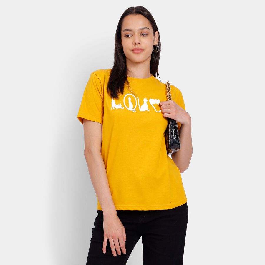 Ladies' Round Neck T-Shirt, Mustard, large image number null
