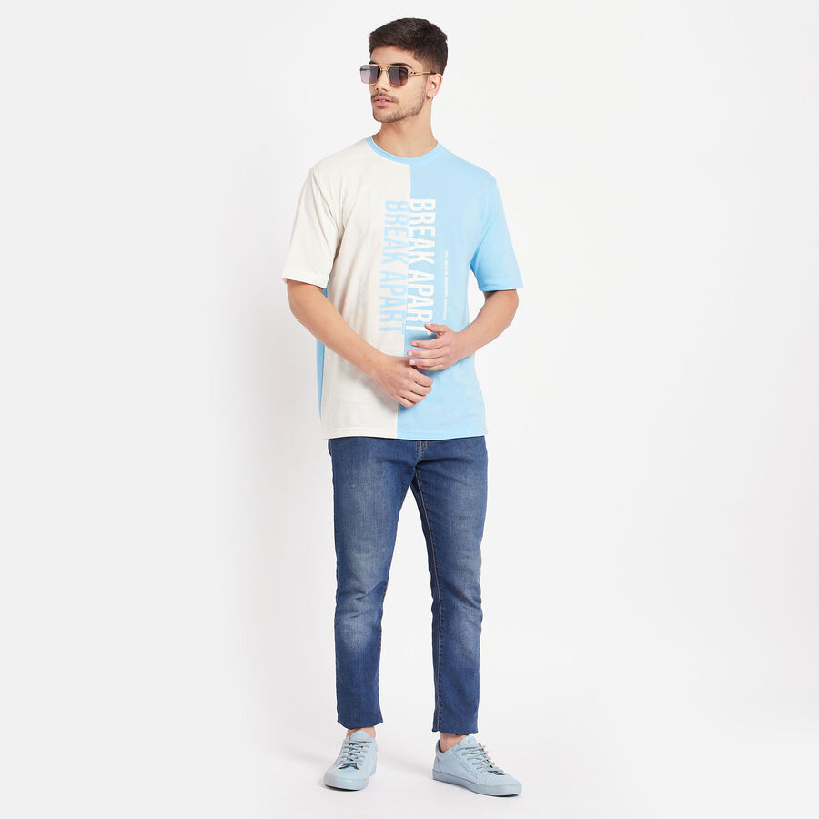 Cut & Sew Round Neck T-Shirt, Off White, large image number null