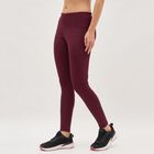 Women's Deep Burgundy High-Rise Tights, वाइन, small image number null