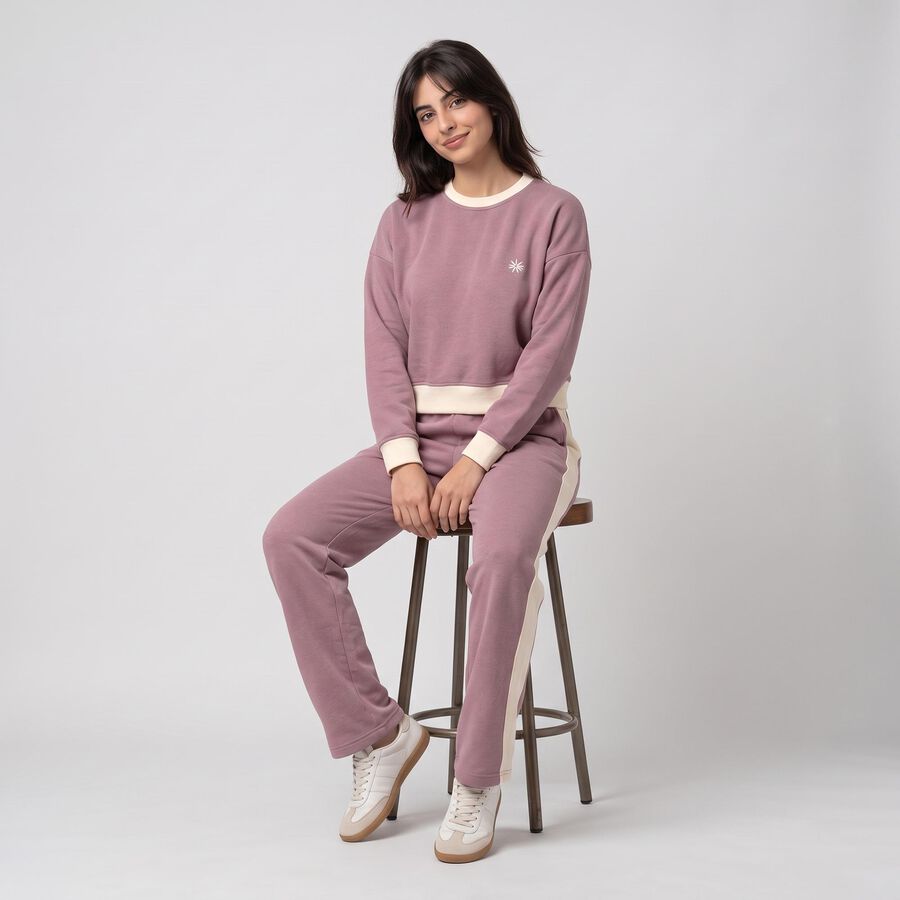 Women's Lilac Color-Blocked Track suit, लाइलेक, large