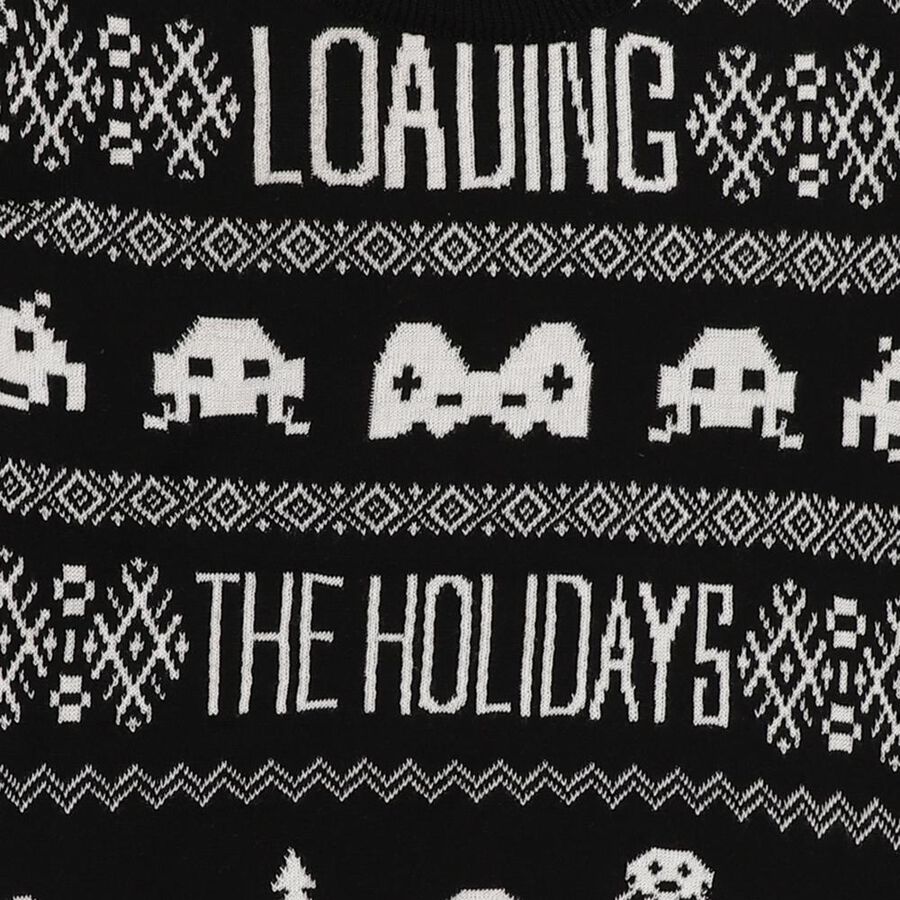 Boys Jet Black Round Neck Graphic Pullover, काला, large image number null