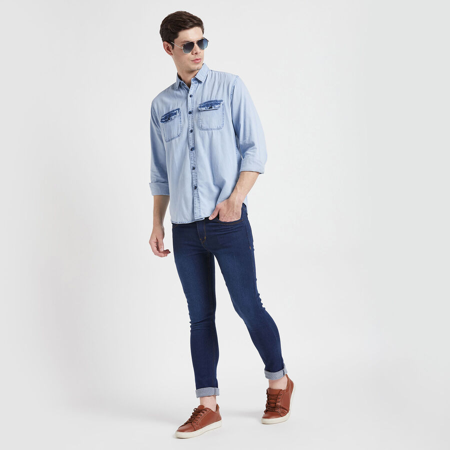 Cotton Solid Casual Shirt, Light Blue, large image number null