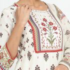 Women's White Floral Printed Ethnic Set, Off White, small image number null