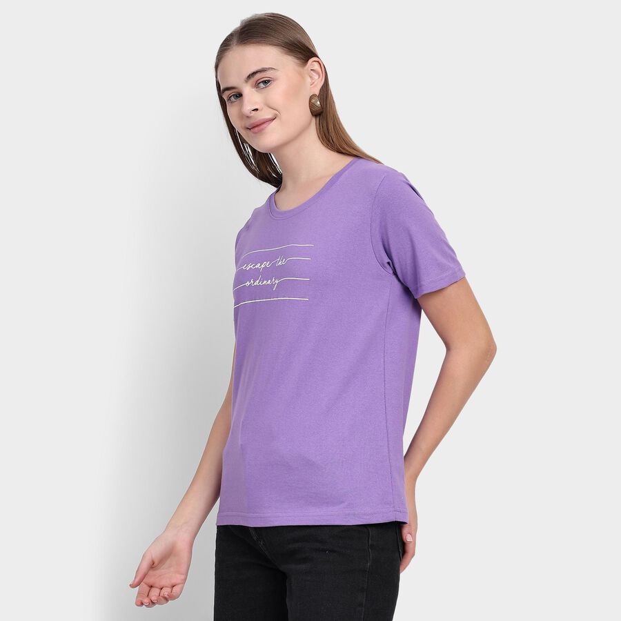 Ladies' Round Neck T-Shirt , बैंगनी, large image number null