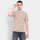 Cotton Round Neck T-Shirt, Beige, small image number null