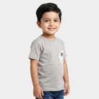 Boys Grey Crew Neck Regular Boys T-Shirt, हल्का ग्रे, small
