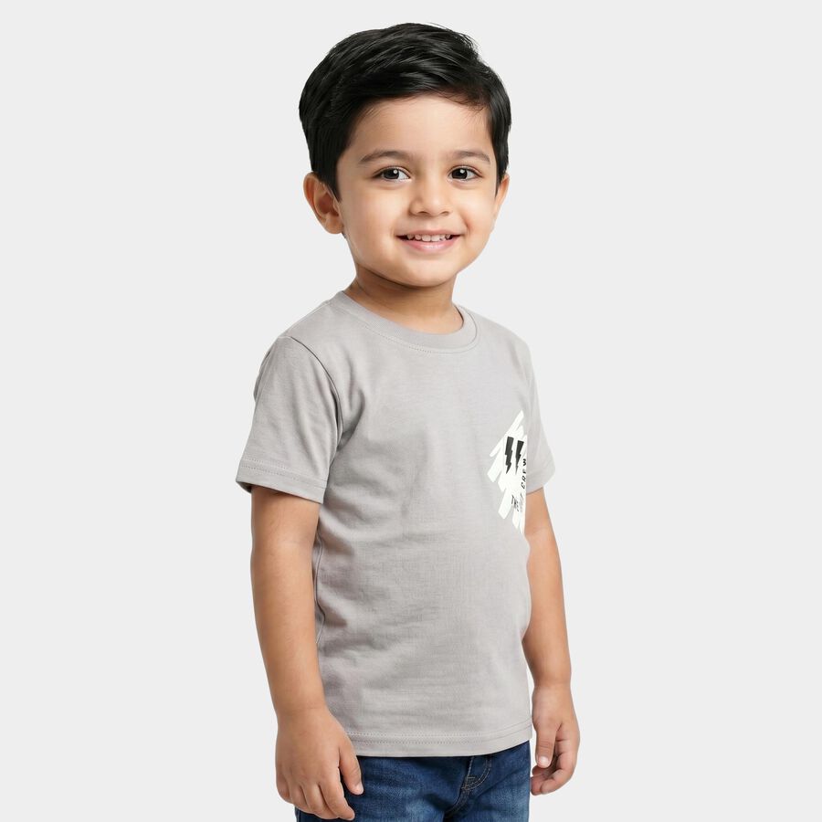 Boys Grey Crew Neck Regular Boys T-Shirt, हल्का ग्रे, large